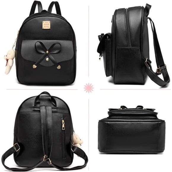 Cute PU leather 3pcs set backpack mini purse shoulderbag for womengirls Rucksack main image 5